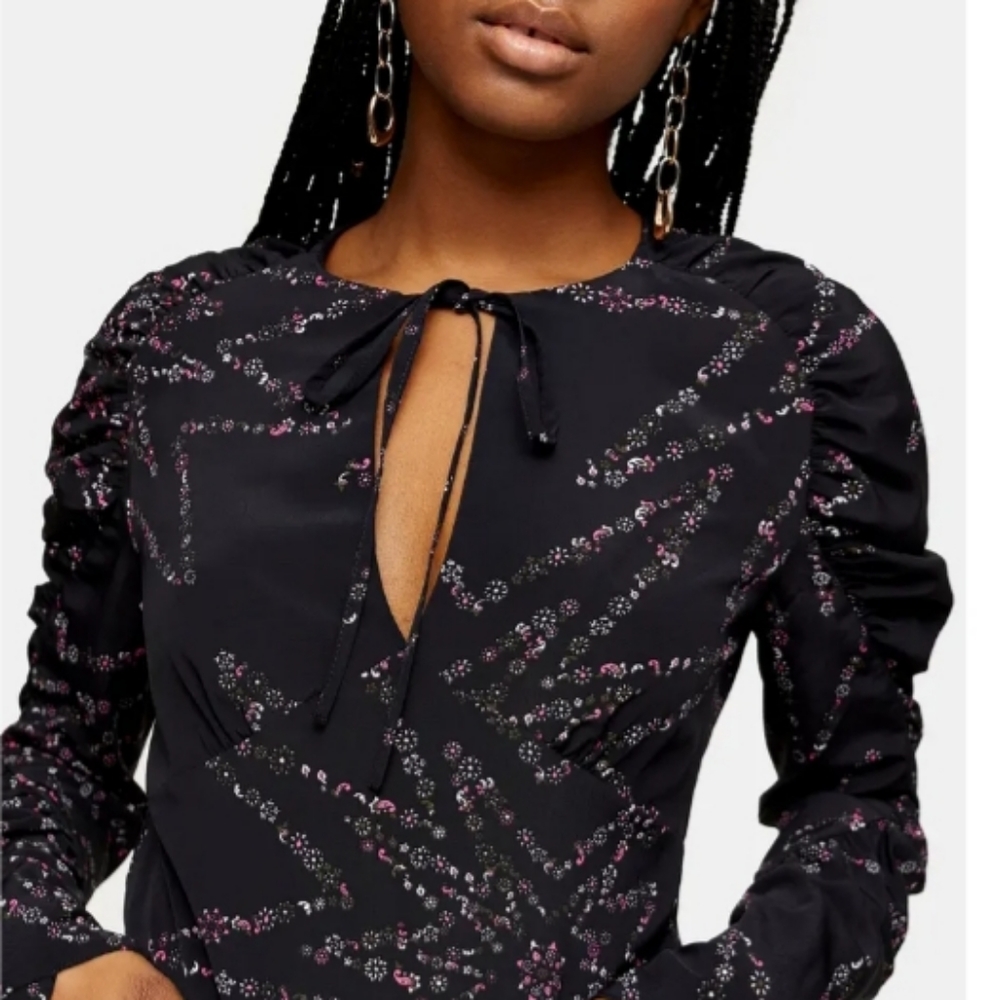 Topshop Starry Floral Print Prairie Blouse